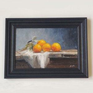 Paul Strydom Framed Original Oil Painting - 12x8'' Oranges