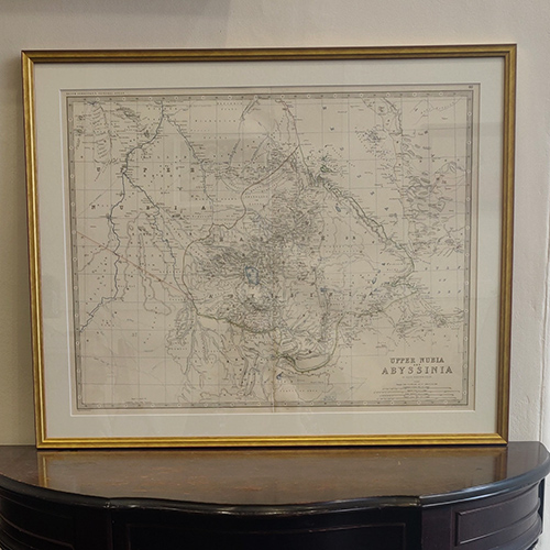 Vintage map in a gold frame with mount