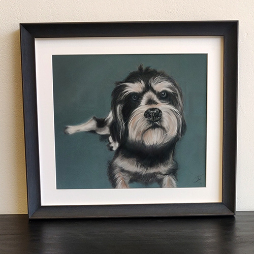 Commissioned dog picture in unsealed pastels