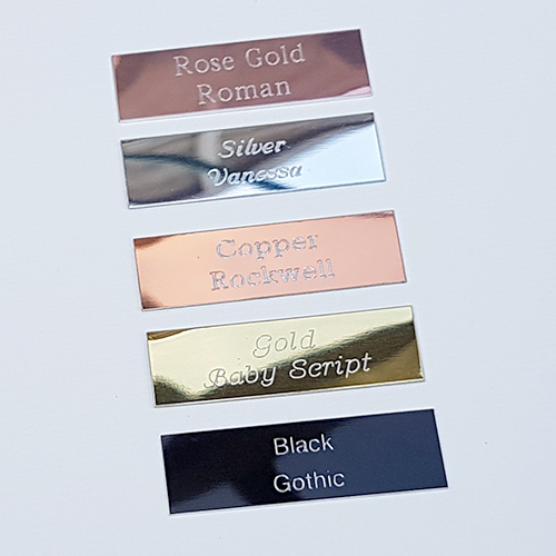 Engraved name-plate choices