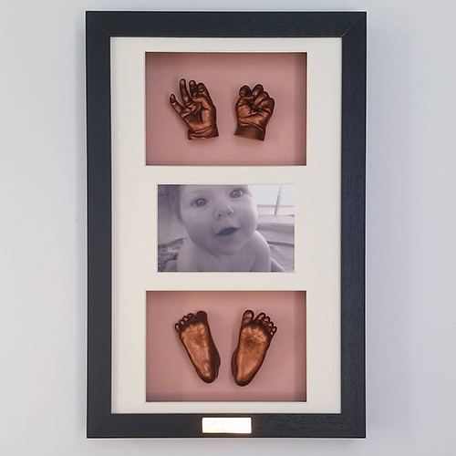 Classic 16x10 Triple Black frame with bronze casts of an 11 week old