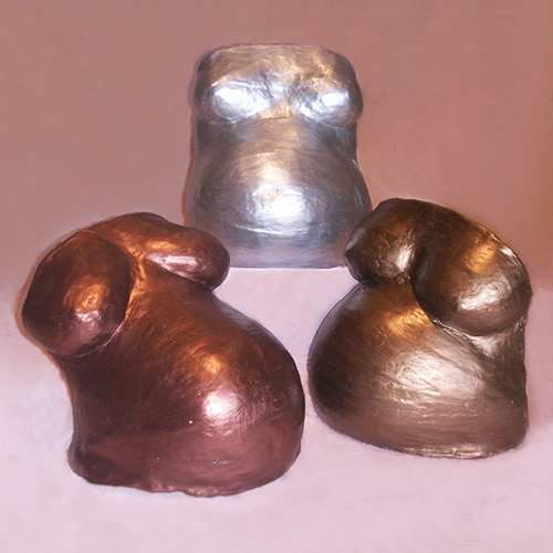 Bronze, silver and gold belly casts