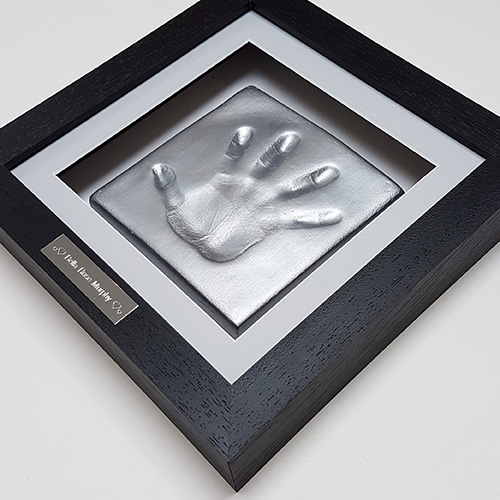 Classic 8x8 square frame with silver clay handprint