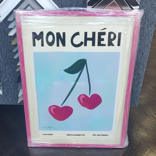 Mon Cheri print in bright pink frame