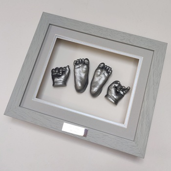  BabyRice Baby Casting Kit Silver Hand Foot Casts with Black  Frame : Baby