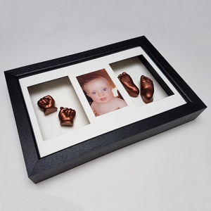 Luxury Hardwood 16x10'' Triple Photo Frame Baby Casting Kit