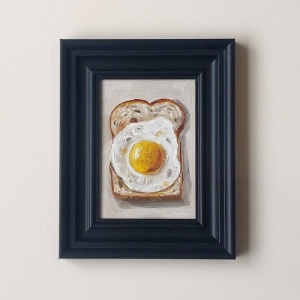 Paul Strydom Framed Original Oil Painting - Egg on Toast